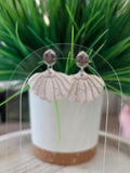 White silver shell earrings