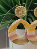 Striped pink gold teardrop